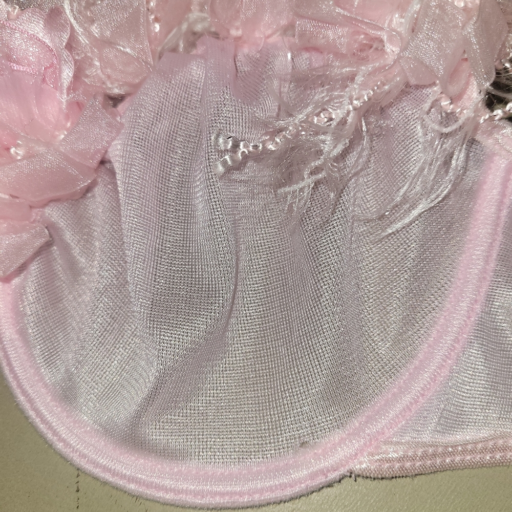 New With Defects Dreamgirl Rose Trimmed Underwire Bra and Ruffled Thong Size Sm - Picture 7 of 12